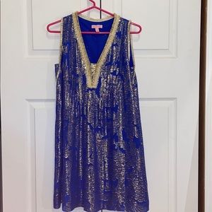 Lilly Pulitzer blue gold dress XS